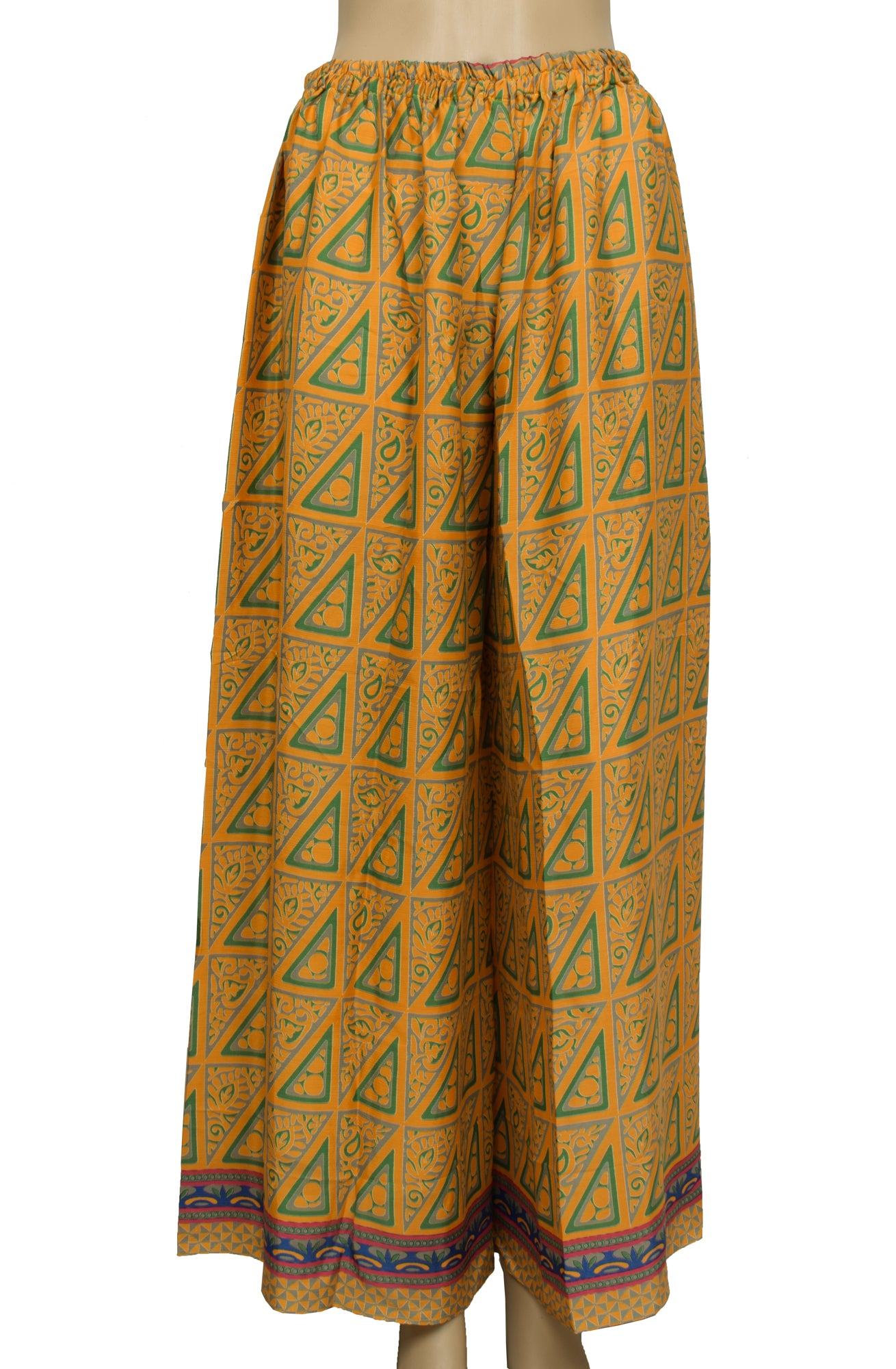 Sushila Vintage Blend Silk Sari upcycled Palazzo Pants & Kafhtan Top Set Mustard