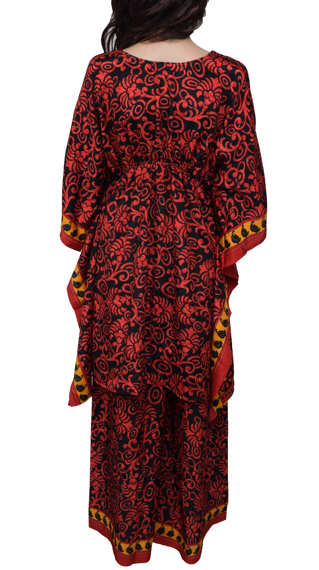 Sushila Vintage Blend Silk Sari upcycled Palazzo Pants & Kafhtan Top Set Black