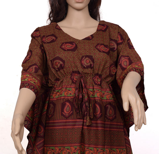 Sushila Vintage Blend Silk Sari upcycled Palazzo Pants & Kafhtan Top Set Maroon