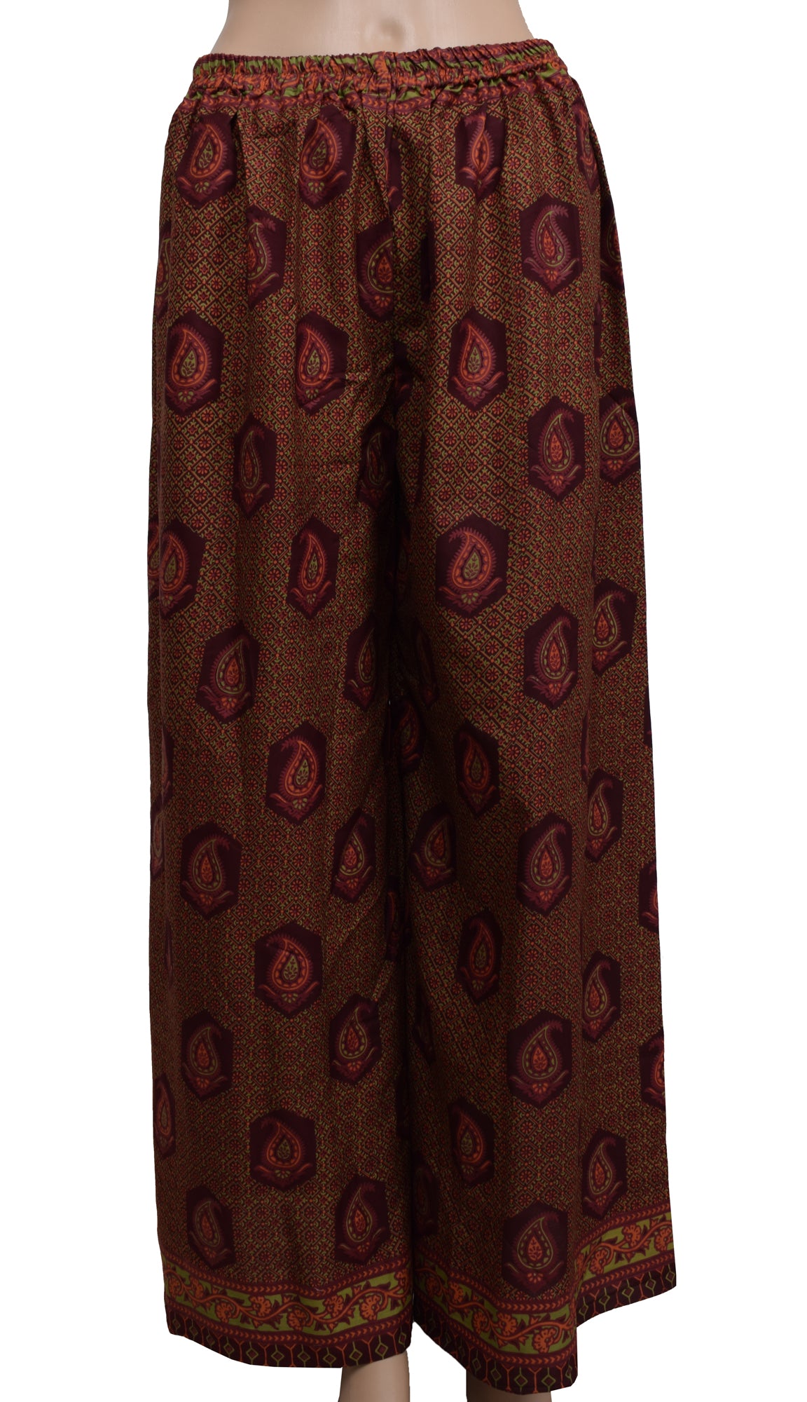 Sushila Vintage Blend Silk Sari upcycled Palazzo Pants & Kafhtan Top Set Maroon