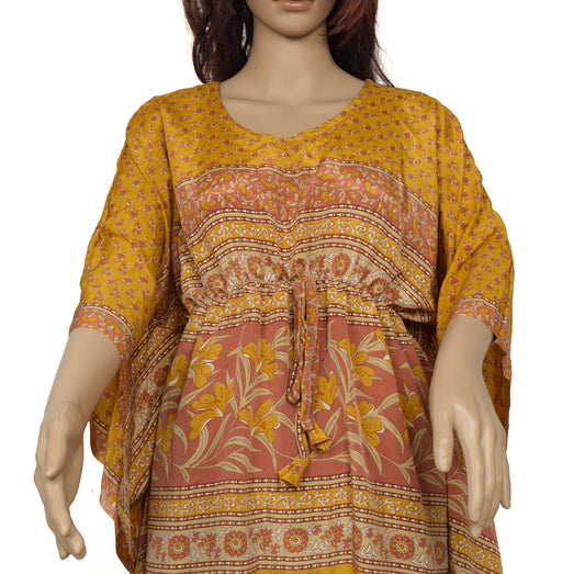 Sushila Vintage Blend Silk Sari upcycled Palazzo Pants & Kafthan Top Mustard
