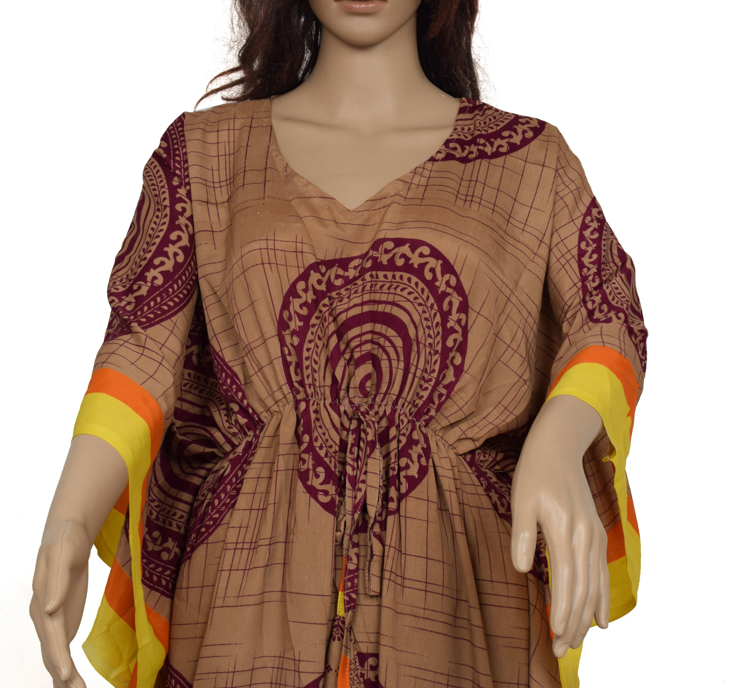 Sushila Vintage Women Dress Silk Sari upcycled Palazzo Pants Kafthan Top Brown