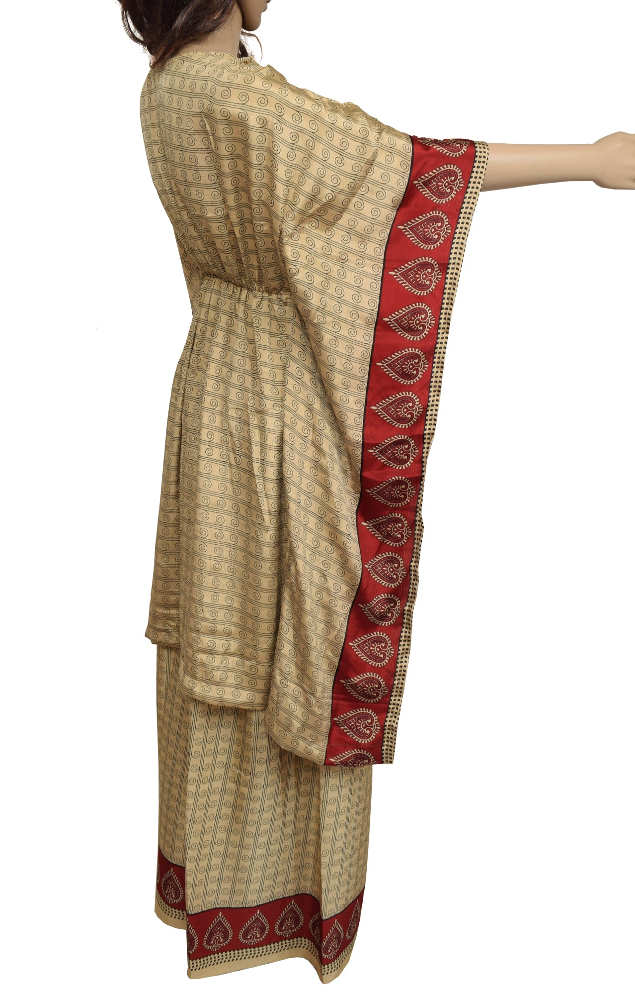 Sushila Vintage Blend Silk Sari upcycled Plazo Palazzo Pants Kafthan Top Brown