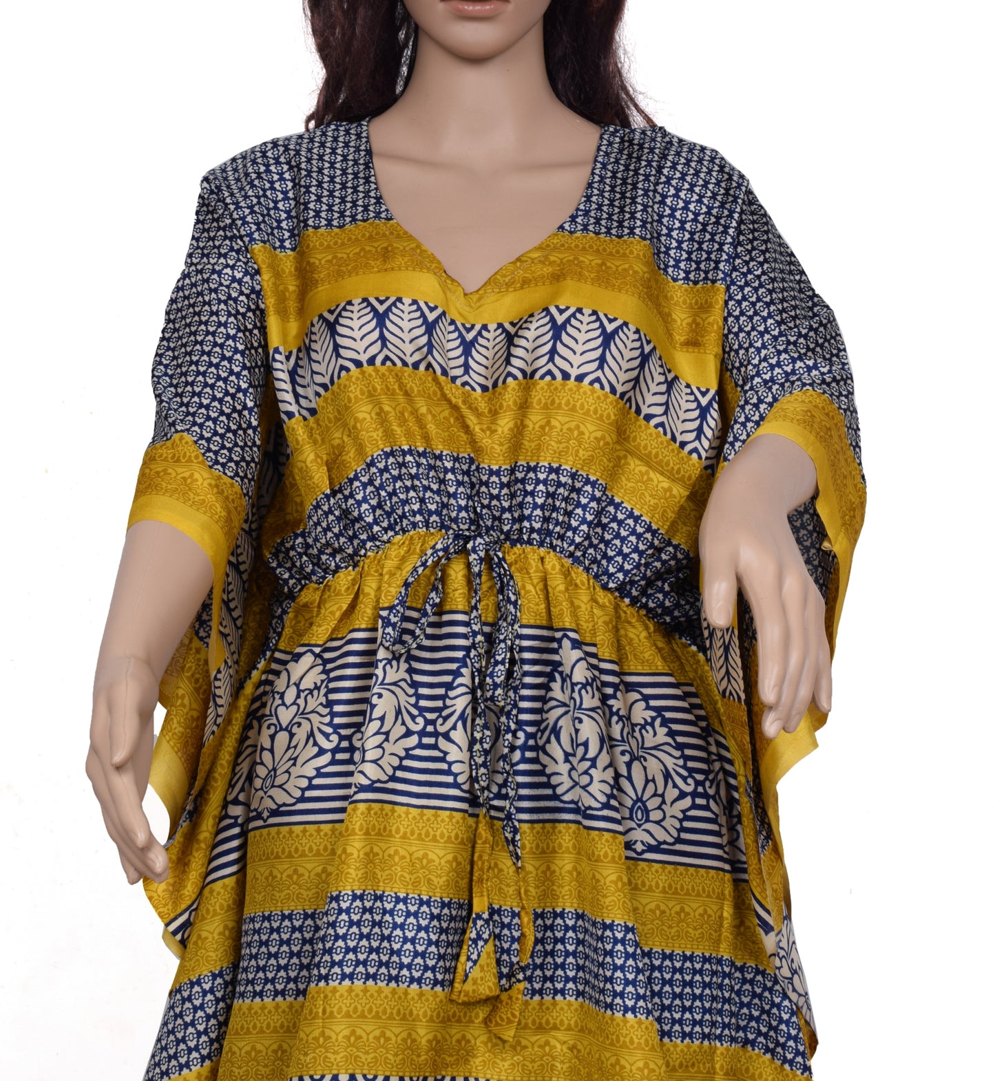Sushila Vintage Blend Silk Sari Dress upcycled Palazzo Pants & Kafthan Top Blue
