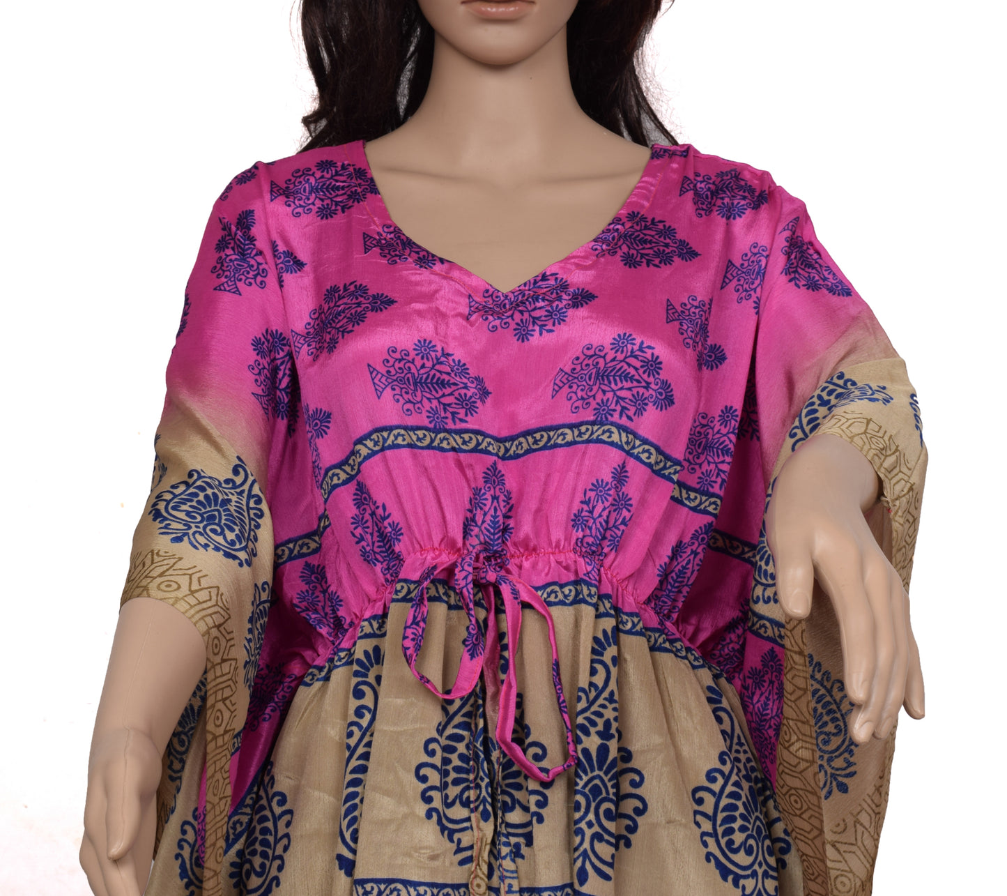 Sushila Vintage Blend Silk Sari upcycled Palazzo Pants & Kafhtan Top Set Pink