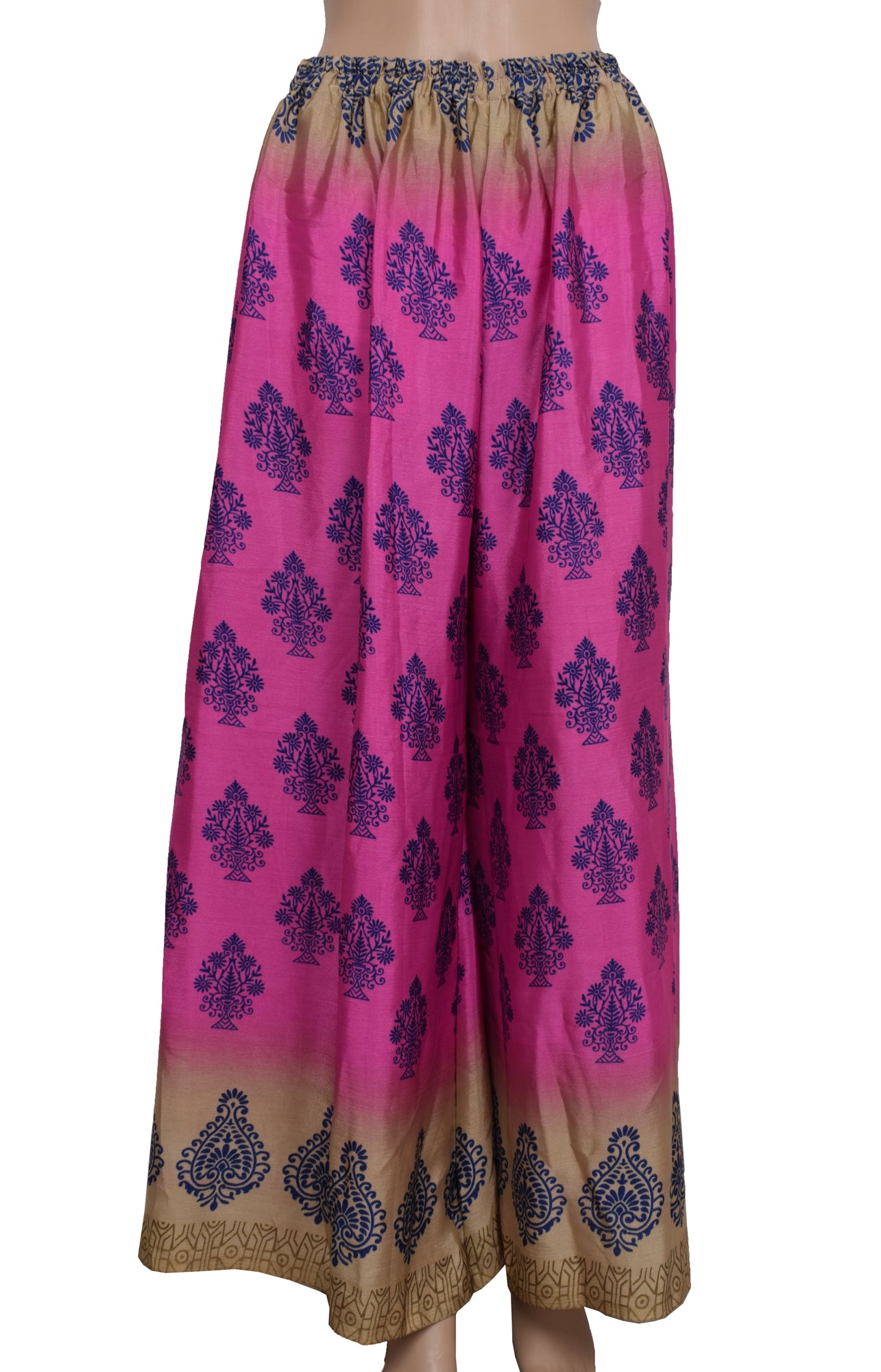 Sushila Vintage Blend Silk Sari upcycled Palazzo Pants & Kafhtan Top Set Pink