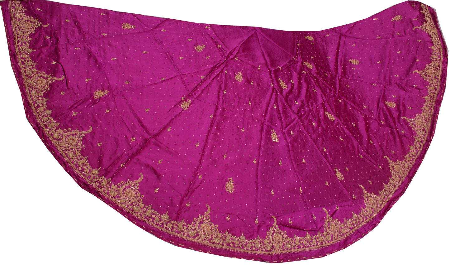Sushila Vintage Magenta Long Skirt 100% Pure Silk Hand Beaded Unstitched Lehenga