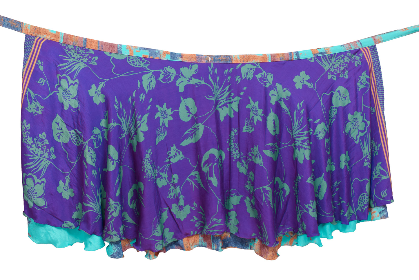 Sushila Vintage Silk Saree Magic Wrap Reversible Skirt Beach Dress Purple Hippie