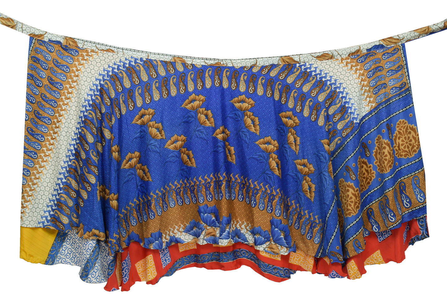 Sushila Vintage Multi-Color Silk Saree Magic Wrap Reversible Skirt Beach Dress