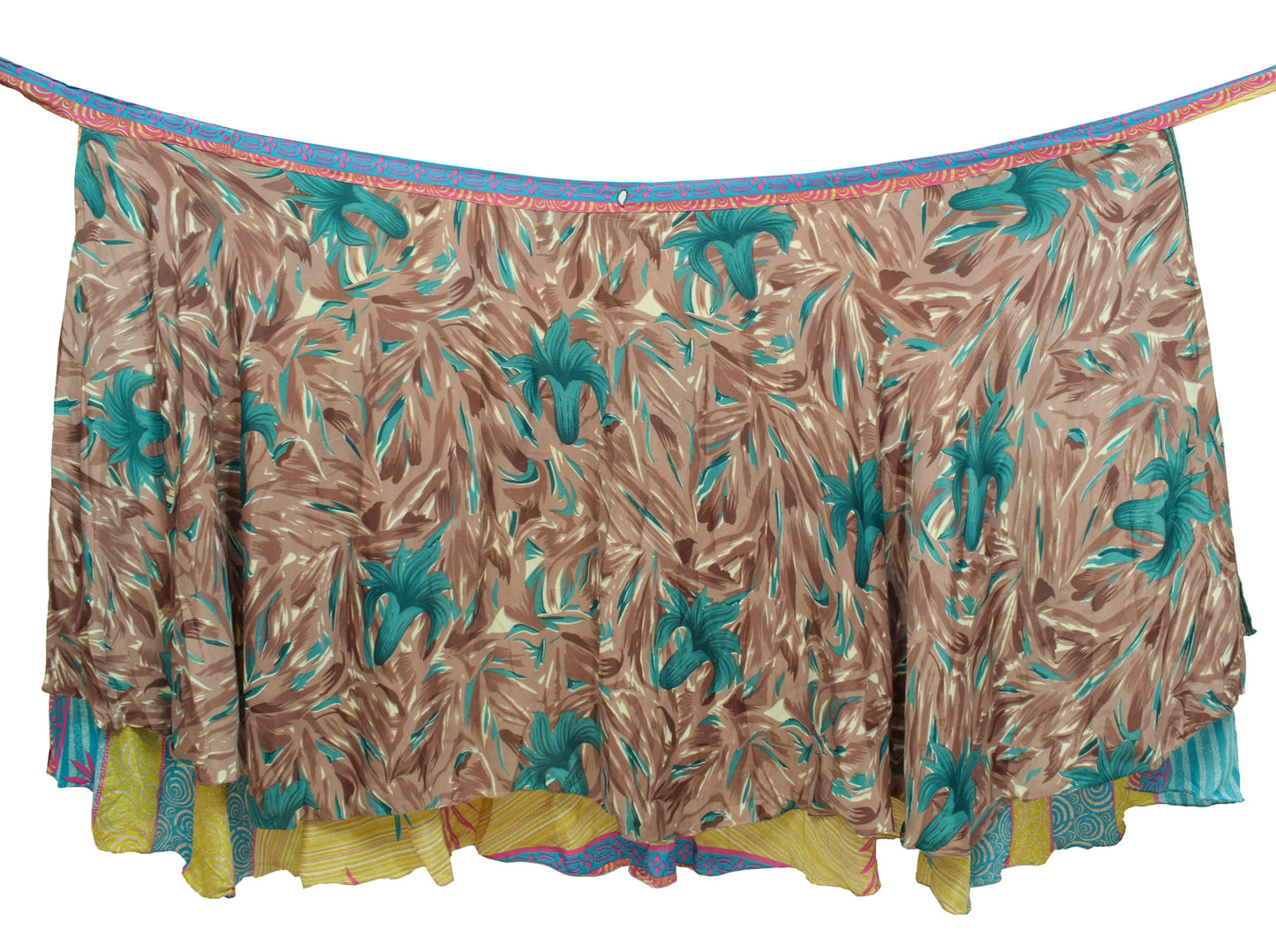 Sushila Vintage Silk Saree Magic Wrap Reversible Skirt Beach Dress Floral Hippie