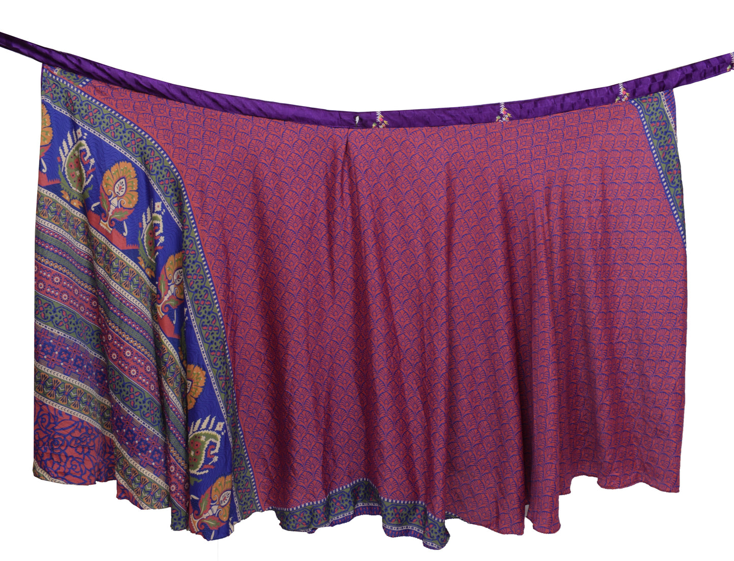Sushila Vintage Purple Silk Saree Magic Wrap Reversible Skirt Beach Dress Hippie