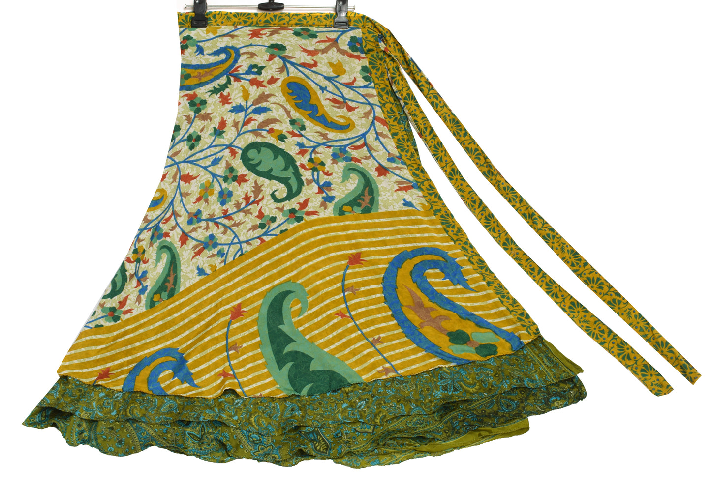 Sushila Vintage Silk Saree Magic Wrap Reversible Skirt Beach Dress White Hippie