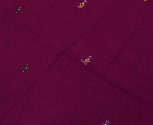 Sushila Vintage Magenta Remnant Scrap Pure Georgette Embroidered Craft Fabric