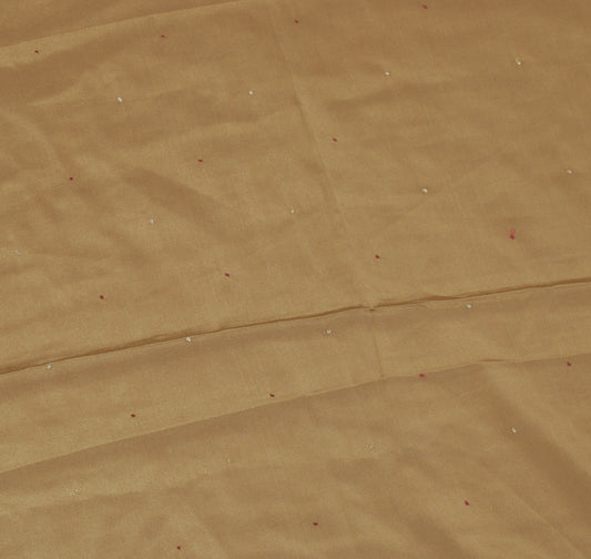 Sushila Vintage Brown Sari Remnant Scrap Blend Satin Hand Beaded Craft Fabric
