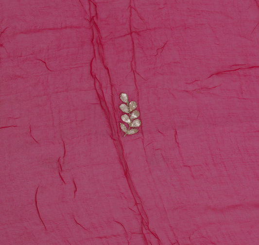 Sushila Vintage Magenta Indian Sari Remnant Scrap Pure Chiffon Silk Craft Fabric