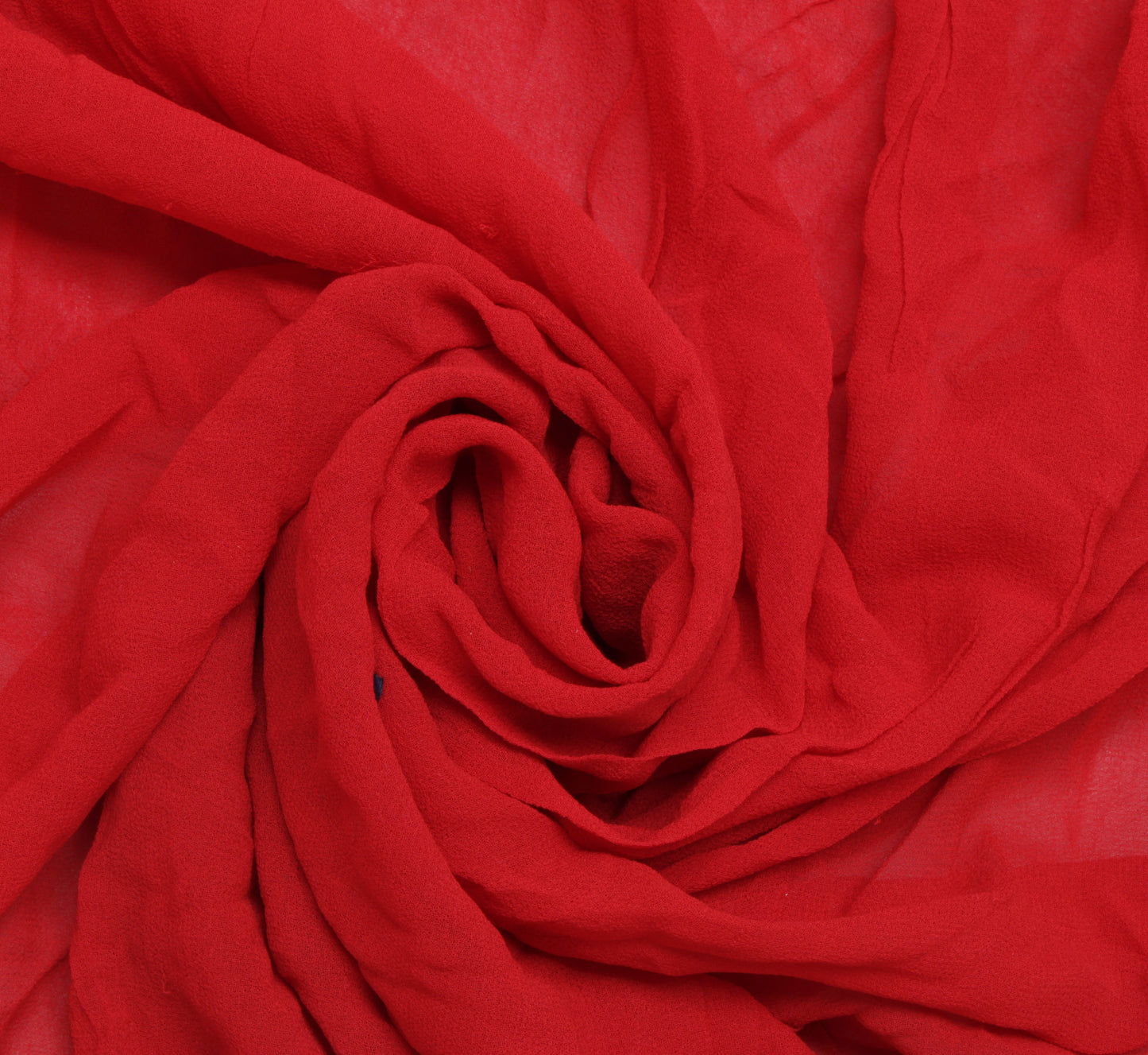 Sushila Vintage Red Sari Remnant Scrap Pure Georgette Embroidered Craft Fabric