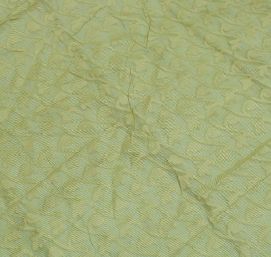 Sushila Vintage Green Indian Sari Remnant Scrap Pure Cotton Printed Craft Fabric
