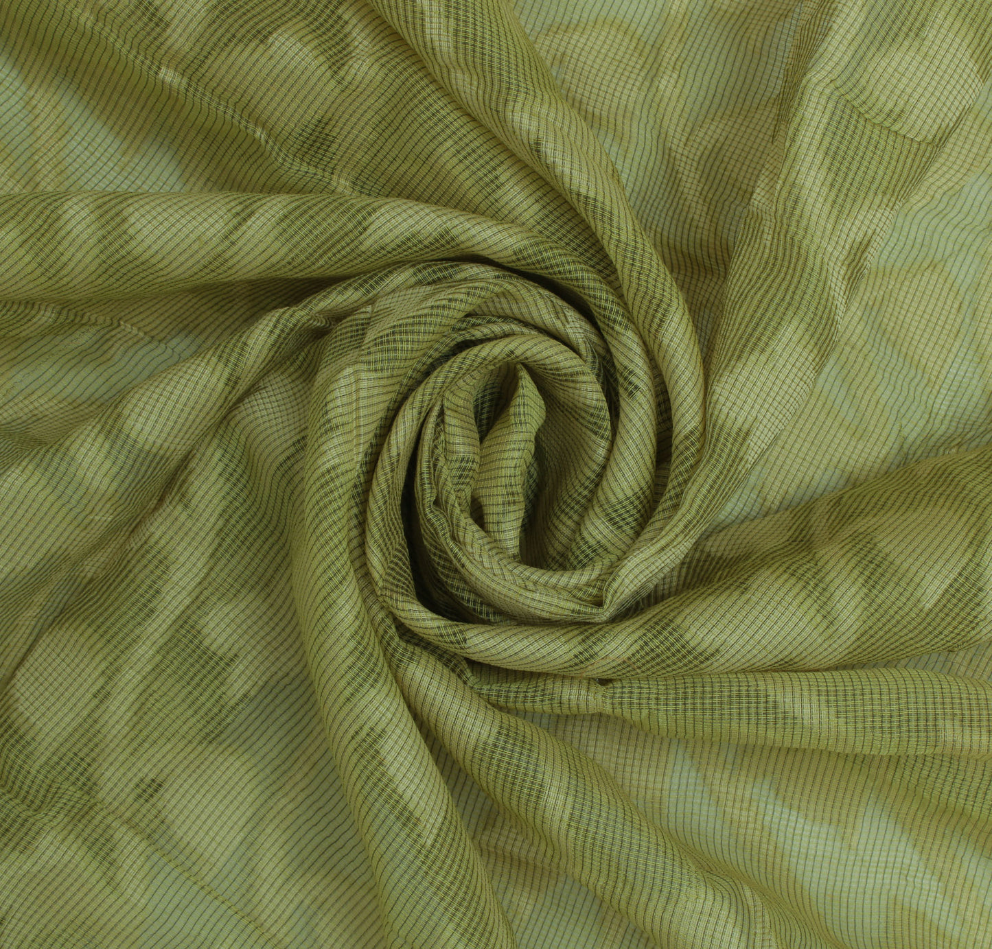 Sushila Vintage Green Indian Sari Remnant Scrap Pure Cotton Printed Craft Fabric