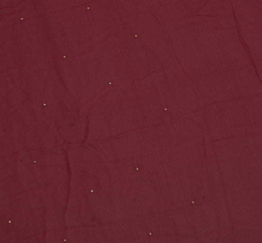 Sushila Vintage Maroon Sari Remnant Scrap Blend Georgette Silk Craft Fabric