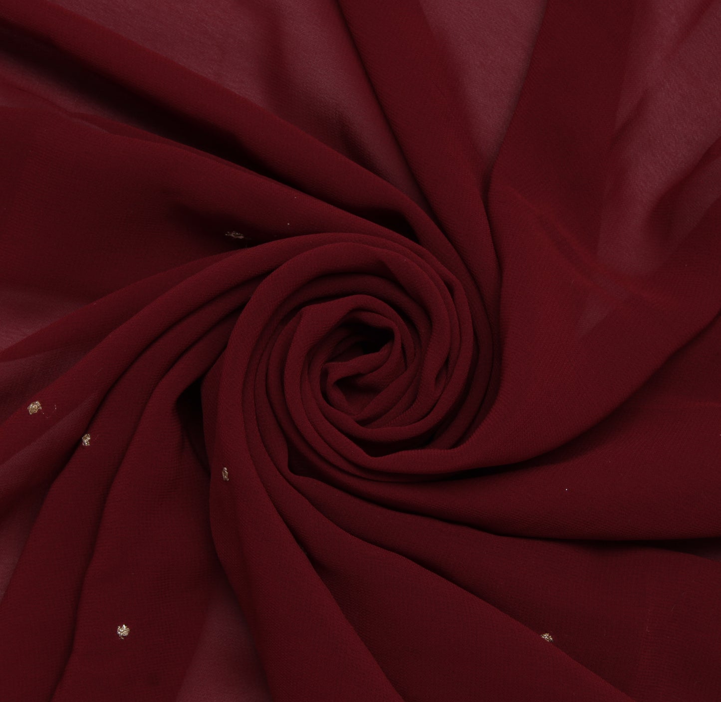 Sushila Vintage Maroon Sari Remnant Scrap Blend Georgette Silk Craft Fabric