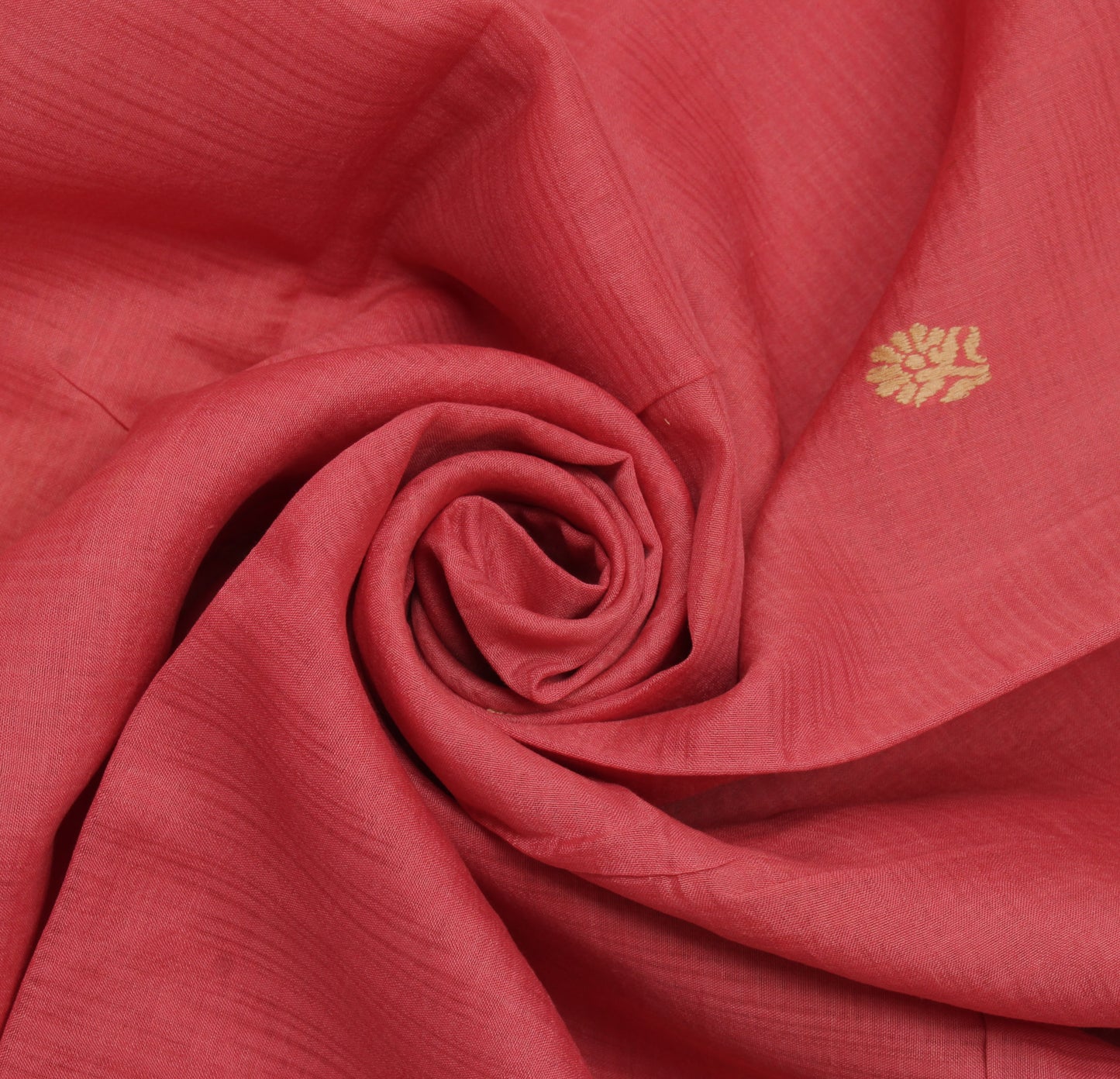Sushila Vintage Peach Sari Remnant Scrap Pure Cotton Embroidered Craft Fabric