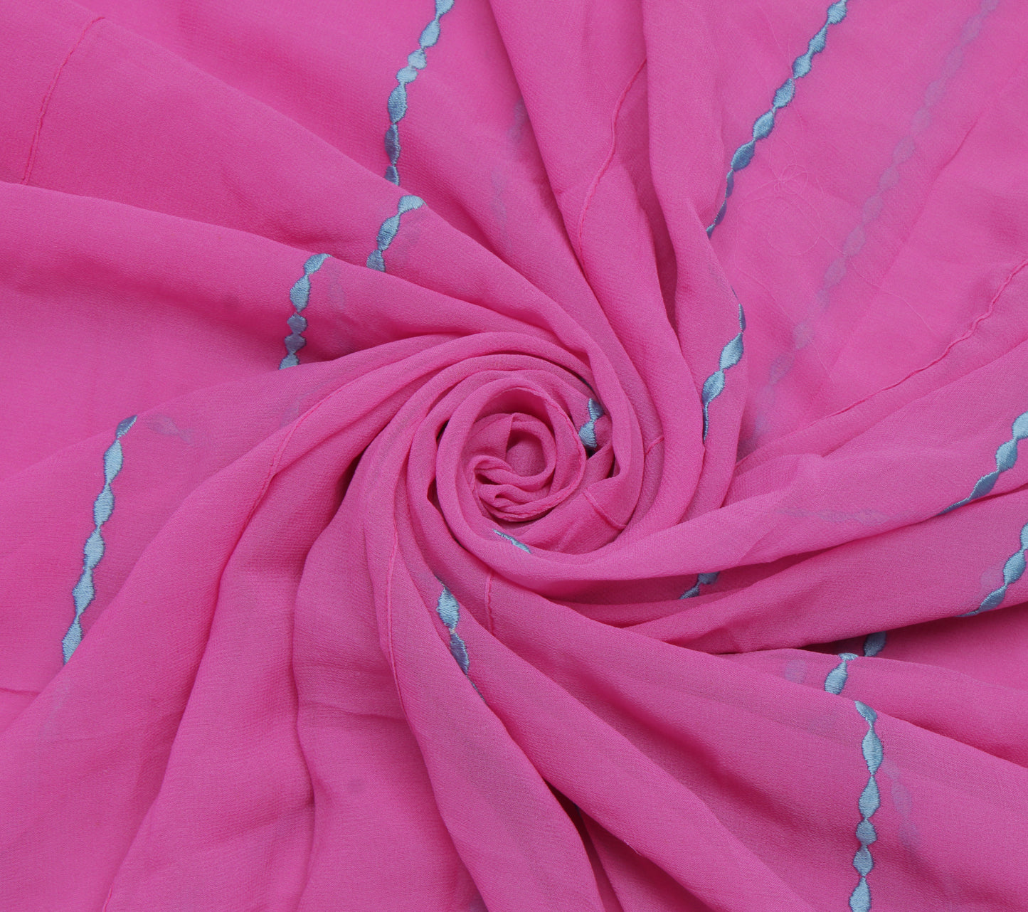 Sushila Vintage Pink Indian Sari Remnant Scrap Pure Georgette Silk Craft Fabric