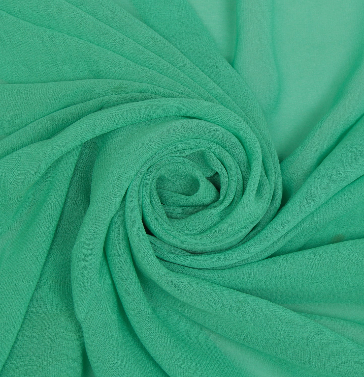 Sushila Vintage Aqua Green Sari Remnant Scrap Pure Georgette Silk Craft Fabric