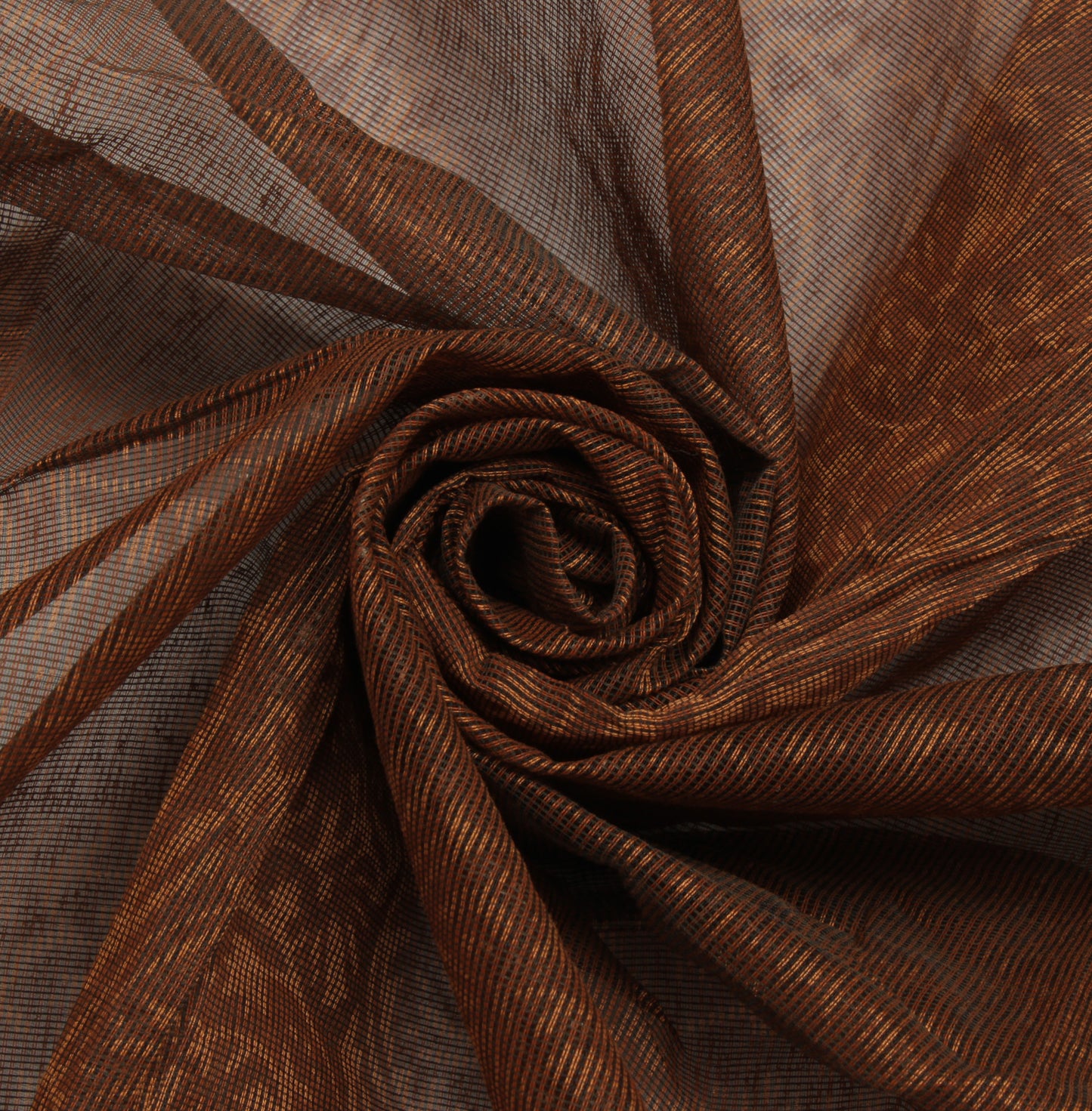 Sushila Vintage Brown Indian Sari Remnant Scrap Pure Silk Sheer Craft Fabric