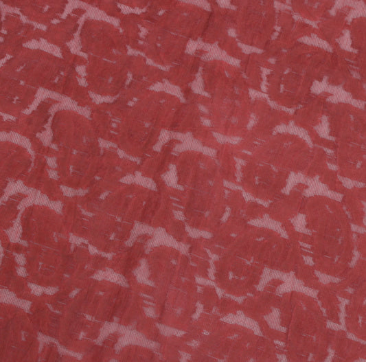 Sushila Vintage Maroon Indian Sari Remnant Scrap Pure Cotton Woven Craft Fabric