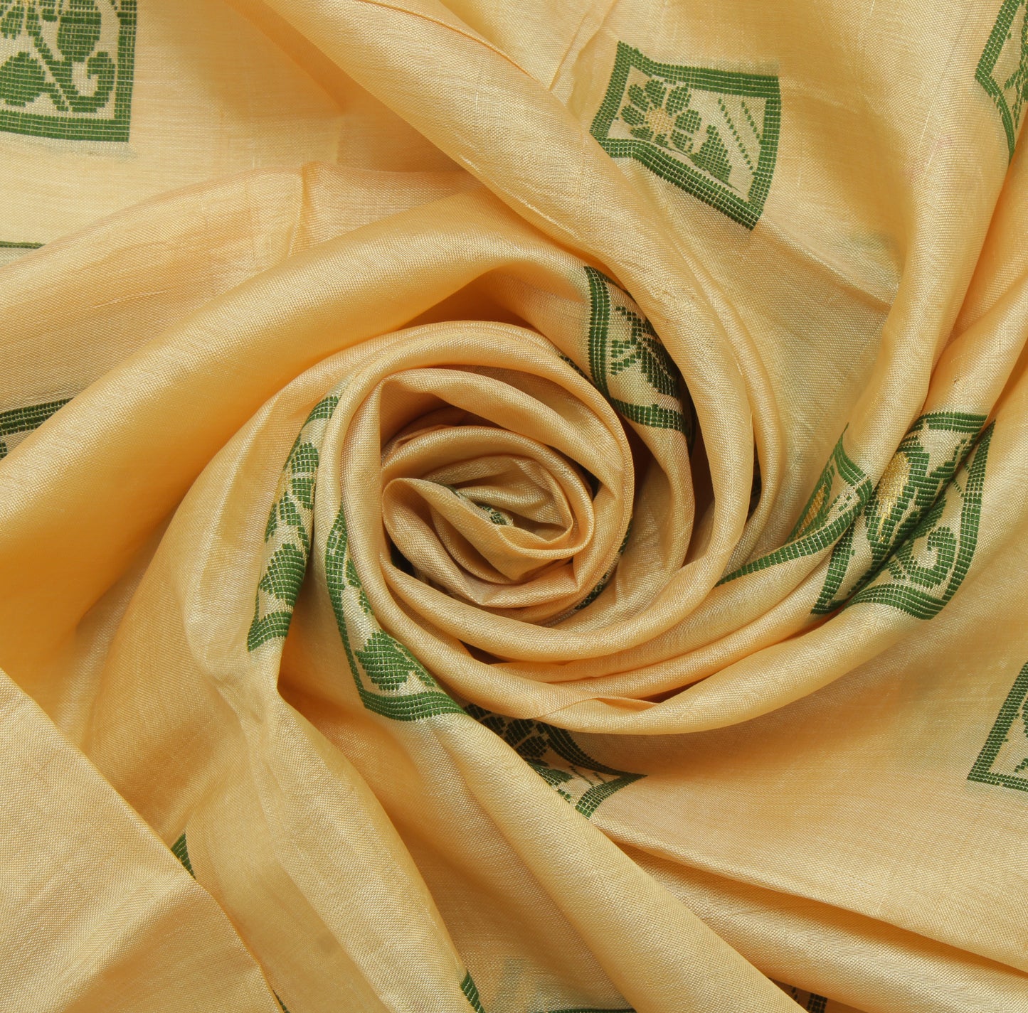 Sushila Vintage Cream Indian Sari Remnant Scrap Pure Cotton Woven Craft Fabric