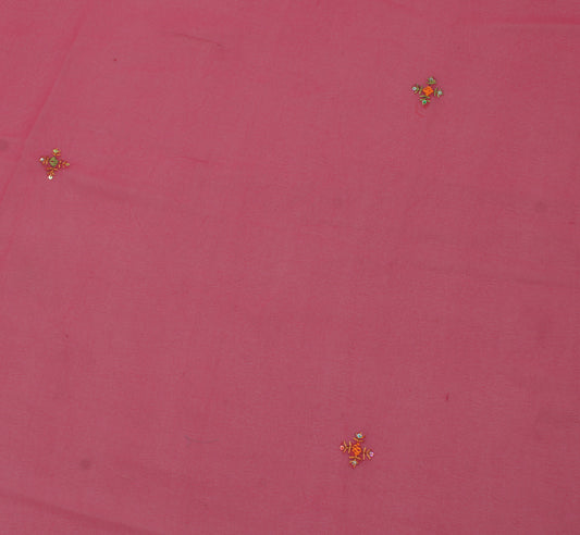 Sushila Vintage Sari Remnant Scrap Blend Georgette Embroidered Craft Fabric