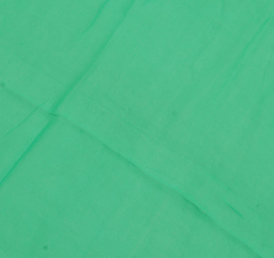 Sushila Vintage Green Indian Sari Remnant Scrap Pure Georgette Silk Craft Fabric