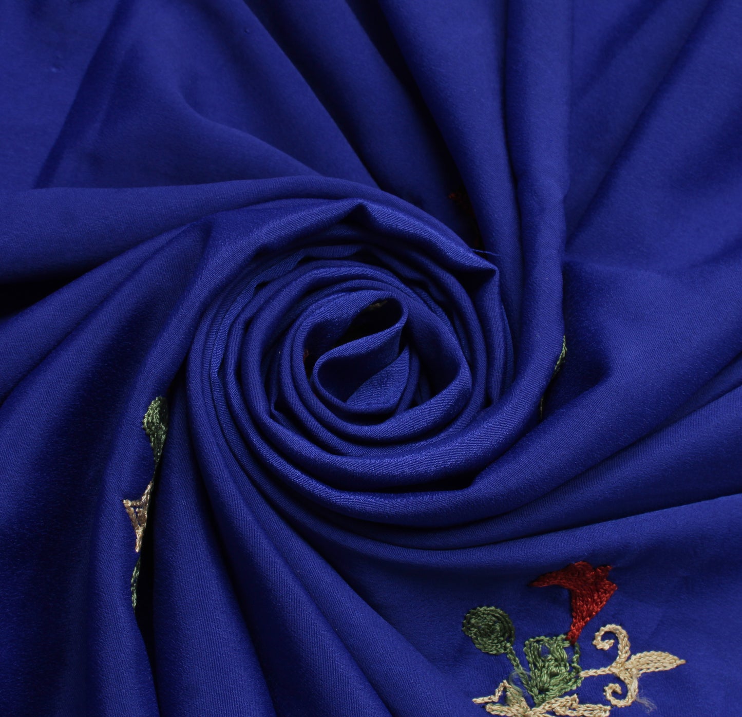 Sushila Vintage Blue Sari Remnant Scrap Blend Silk Hand Embroidered Craft Fabric