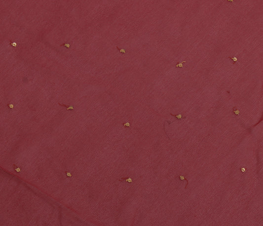 Sushila Vintage Maroon Sari Remnant Scrap Pure Georgette Hand Beaded Fabric