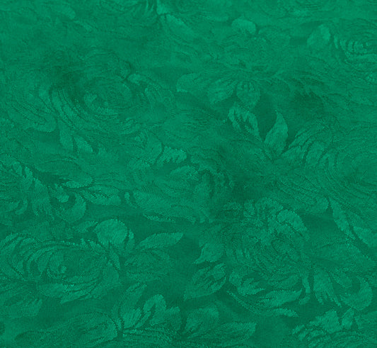 Sushila Vintage Green Sari Remnant Scrap Blend Georgette Self Woven Craft Fabric