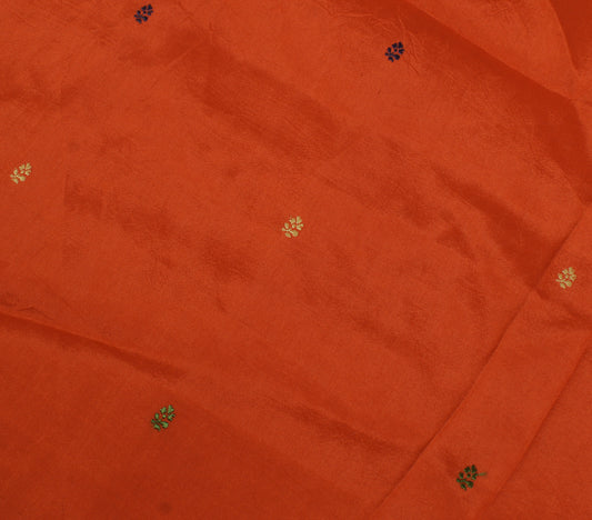 Sushila Vintage Rust Indian Sari Remnant Scrap 100% Pure Silk Woven Craft Fabric