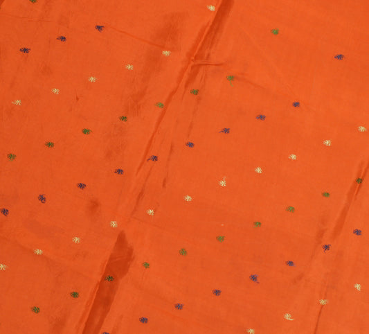 Sushila Vintage Rust Indian Sari Remnant Scrap 100% Pure Silk Woven Craft Fabric