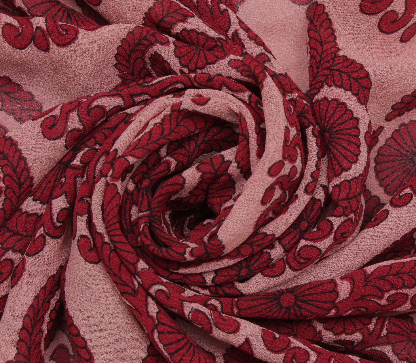 Sushila Vintage Pink Sari Remnant Scrap Pure Georgette Printed Craft Fabric
