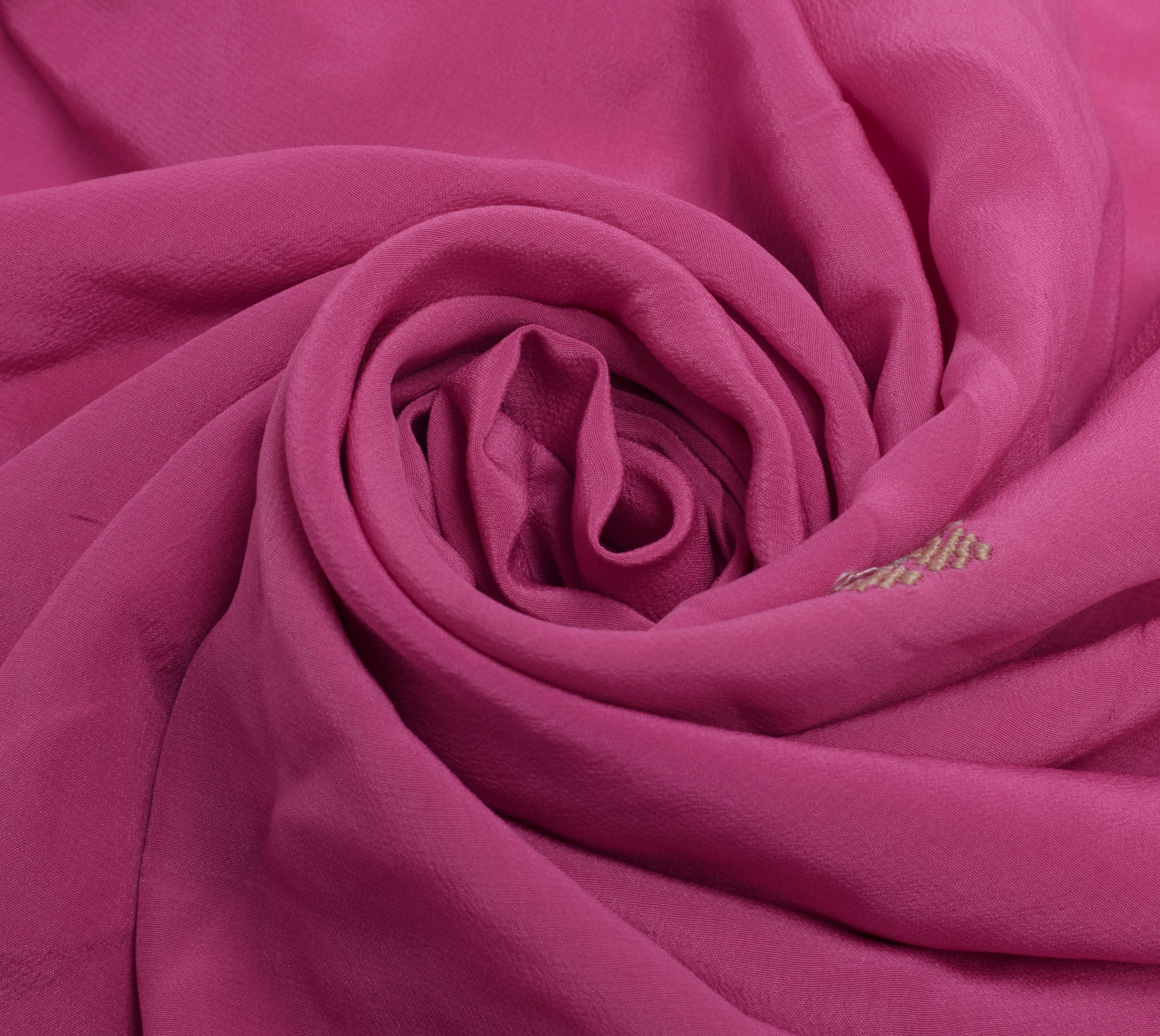 Sushila Vintage Pink Indian Sari Remnant Scrap Pure Crepe Silk Craft Fabric