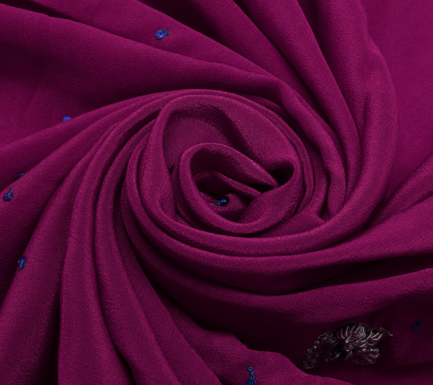 Sushila Vintage Purple Sari Remnant Scrap Multi Purpose Hand Beaded Craft Fabric