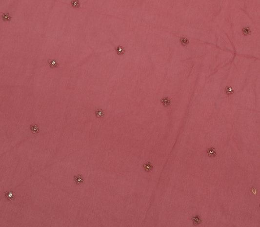 Sushila Vintage Sari Remnant Scrap Pure Georgette Silk Embroidered Craft Fabric