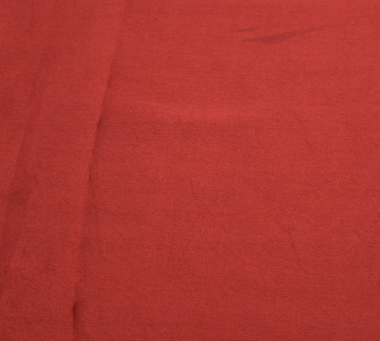 Sushila Vintage Maroon Sari Remnant Scrap Blend Silk Embroidered Craft Fabric