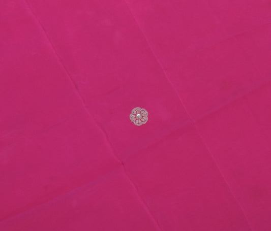 Sushila Vintage Dark Pink Indian Sari Remnant Scrap Pure Crepe Silk Craft Fabric
