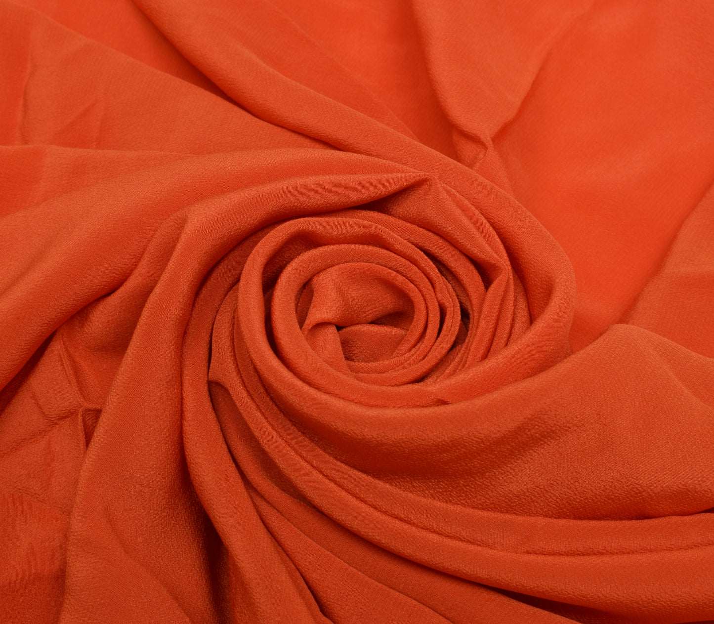 Sushila Vintage Orange Indian Sari Remnant Scrap Pure Crepe Silk Craft Fabric