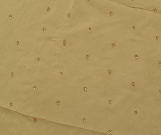 Sushila Vintage Sari Remnant Scrap Pure Crepe Hand Embroidered Craft Fabric