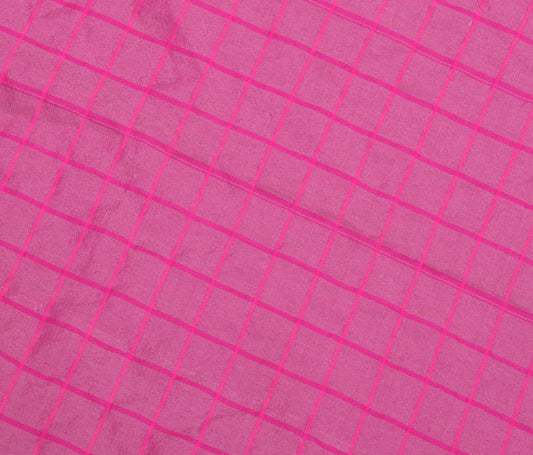 Sushila Vintage Indian Pink Sari Remnant Scrap Blend Silk Woven Sari Fabric