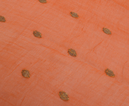 Sushila Vintage Orange Sari Remnant Scrap Pure Georgette Silk Woven Craft Fabric