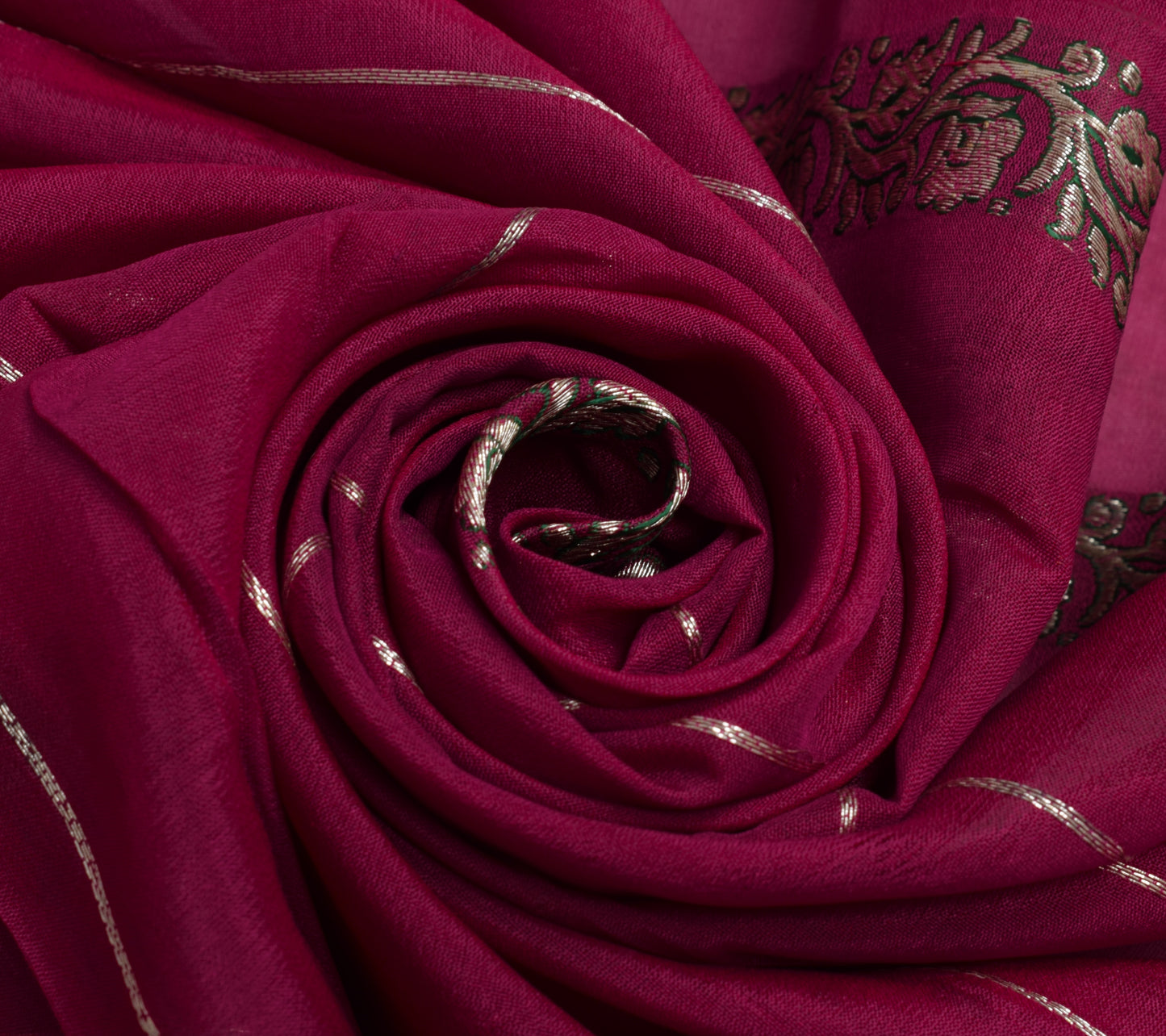 Sushila Vintage Dark Pink Sari Remnant Scrap 100% Pure Silk Woven Craft Fabric