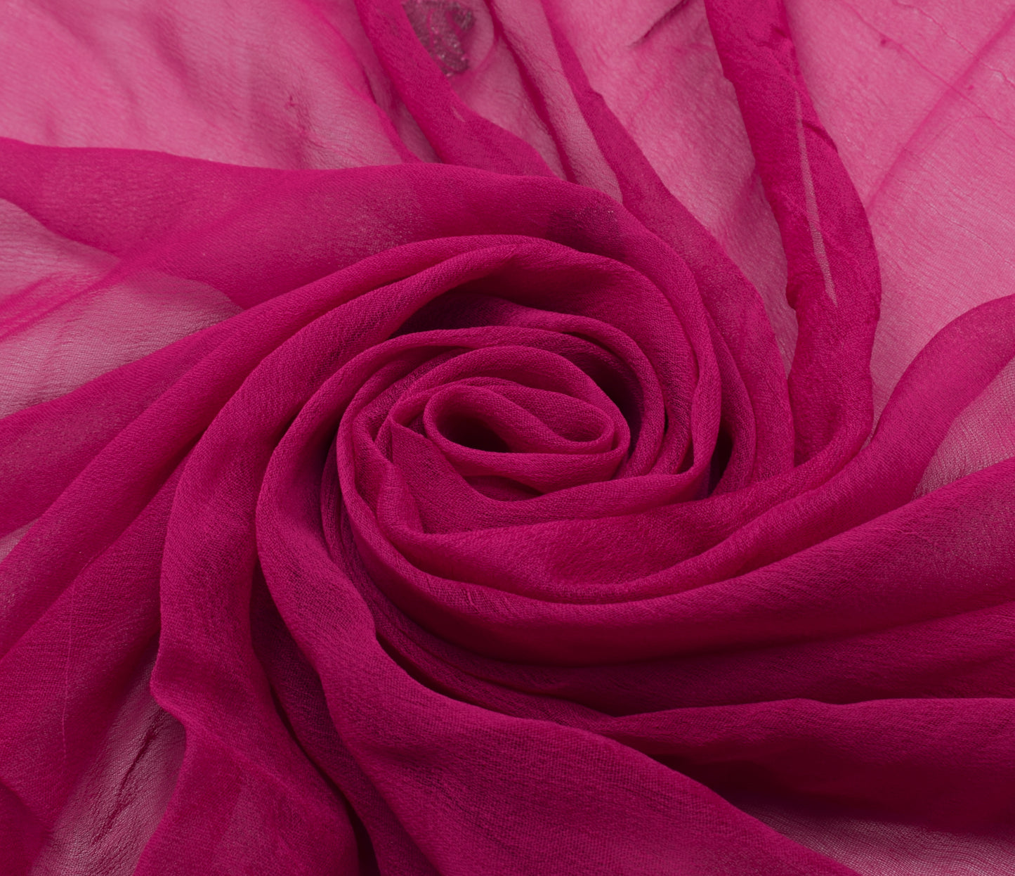 Sushila Vintage Pink Sari Remnant Scrap Pure Georgette Silk Woven Craft Fabric