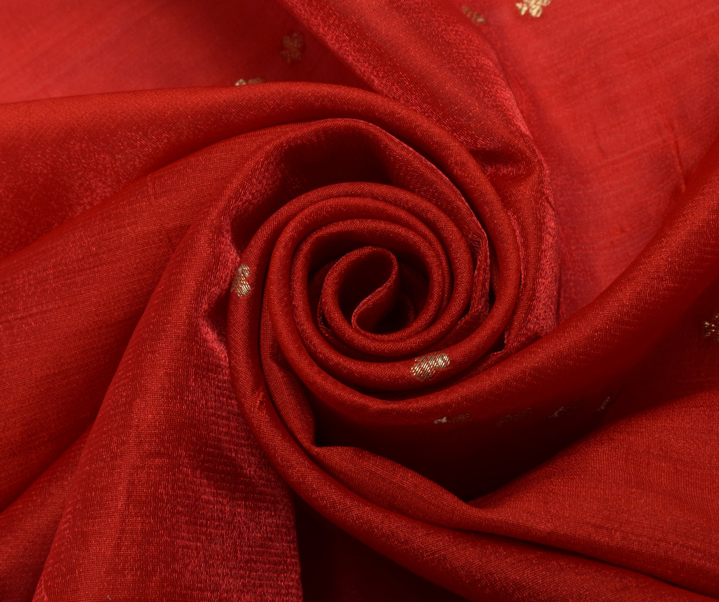 Sushila Vintage Indian Red Sari Remnant Scrap Blend Nylon Woven Craft Fabric